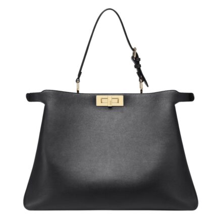 FENDI PEEKABOO SOFT LARGE BLACK LEATHER BAG