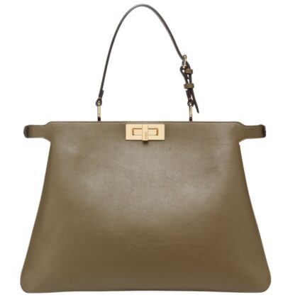 FENDI PEEKABOO SOFT LARGE GREEN LEATHER BAG
