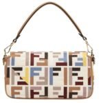 FENDI BAGUETTE MULTICOLOR CANVAS BAG WITH FF EMBROIDERY