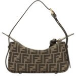 FENDI SIMPLY FENDI MINI BROWN FF JACQUARD FABRIC MINI BAG