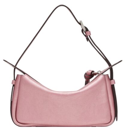 FENDI SIMPLY FENDI MINI CHAMPAGNE-COLORED METALLIC LEATHER MINI-BAG