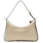 FENDI SIMPLY FENDI MEDIUM METALLIC CHAMPAGNE-COLORED LEATHER HANDBAG