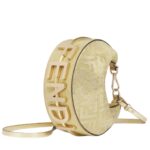 FENDI FENDIGRAPHY MINI CHAMPAGNE-COLORED SUEDE MINI-BAG WITH FF IN CRYSTALS AND STUDS