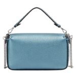 FENDI BAGUETTE MINI METALLIC BLUE SELLERIA BAG WITH 309 HAND-SEWN TOPSTITCHES