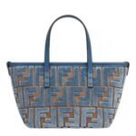 FENDI ROLL MINI LIGHT BLUE FF JACQUARD VELVET MINI BAG