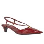 FENDI FFOLD LEATHER LOW HEELED SLINGBACKS