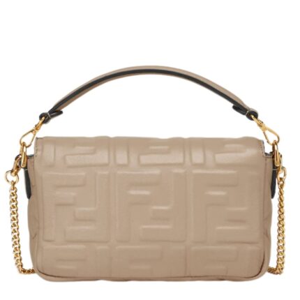 FENDI BAGUETTE MINI DOVE GRAY NAPPA LEATHER BAG