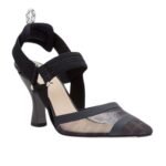 FENDI COLIBRÌ LEATHER AND MESH HIGH HEELED SLINGBACKS