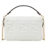 FENDI BAGUETTE MINI WHITE NAPPA LEATHER BAG WITH FF MOTIF