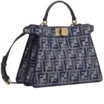 FENDI PEEKABOO ISEEU SMALL DARK BLUE FF CHENILLE BAG