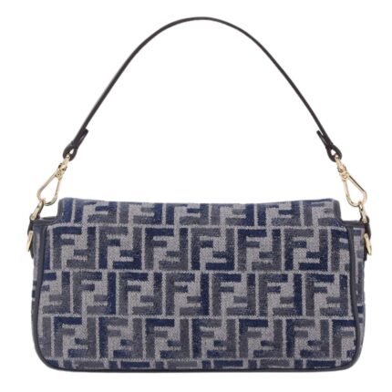 FENDI BAGUETTE DARK BLUE FF CHENILLE BAG