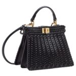 FENDI PEEKABOO ISEEU PETITE CAMELLIA INTERLACE LEATHER BAG