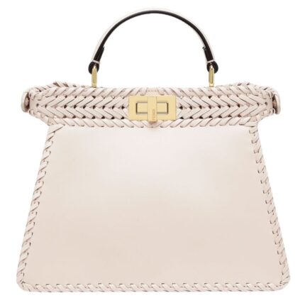 FENDI PEEKABOO ISEEU SMALL CAMELLIA INTERLACE LEATHER BAG
