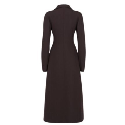 FENDI COAT DARK PURPLE GRAIN DE POUDRE WOOL COAT