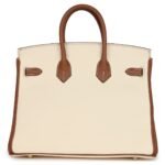 HERMÈS SPECIAL ORDER (HSS) BIRKIN 25 NATA AND GOLD CLEMENCE BRUSHED GOLD HARDWARE