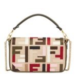 FENDI BAGUETTE MINI CANVAS BAG WITH MULTICOLOR FF EMBROIDERY