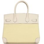 HERMÈS BIRKIN 30 NATA SWIFT AND JAUNE POUSSIN TOILE PALLADIUM HARDWARE