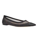 FENDI COLIBRÌ LEATHER AND FF MESH BALLET FLATS