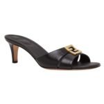 FENDI FFOLD LEATHER MEDIUM-HEELED SANDALS