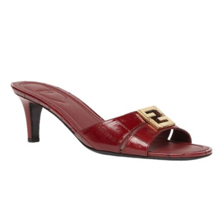 FENDI FFOLD LEATHER MEDIUM-HEELED SANDALS