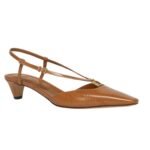 FENDI FFOLD LEATHER LOW-HEELED SLINGBACKS