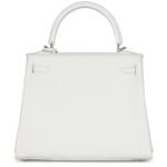 HERMÈS KELLY RETOURNE 25 NEW WHITE SWIFT PALLADIUM HARDWARE