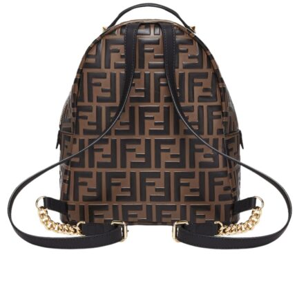FENDI MINI BACKPACK BROWN LEATHER FF BACKPACK