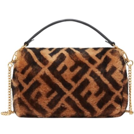 FENDI BAGUETTE MINI BROWN SHEEPSKIN BAG