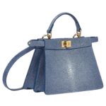 FENDI PEEKABOO ISEEU PETITE BLUE STINGRAY LEATHER BAG