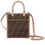 FENDI MINI SUNSHINE SHOPPER BROWN FF FABRIC MINI-BAG