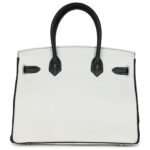 HERMÈS SPECIAL ORDER (HSS) BIRKIN 30 WHITE AND BLACK CLEMENCE BRUSHED PALLADIUM HARDWARE