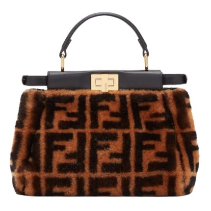 FENDI PEEKABOO MINI BROWN SHEEPSKIN BAG