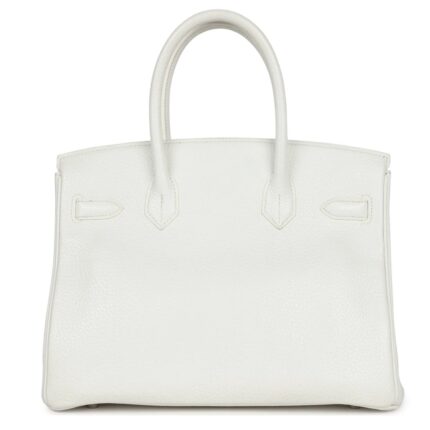 PRE-OWNED HERMÈS BIRKIN 30 WHITE CLEMENCE PALLADIUM HARDWARE