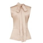FENDI TOP CHAMPAGNE-COLORED SILK TOP