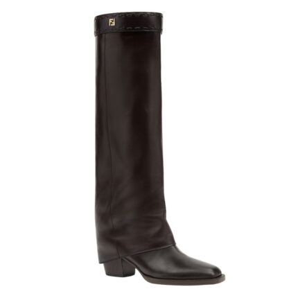 FENDI SHOW BURGUNDY LEATHER HIGH-HEELED BOOTS