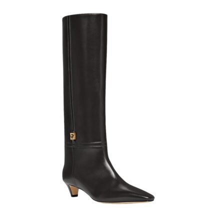FENDI FFOLD LEATHER LOW-HEELED BOOTS