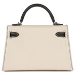 HERMÈS SPECIAL ORDER (HSS) KELLY SELLIER 20 CRAIE AND BLACK EPSOM PALLADIUM HARDWARE