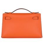 HERMÈS SPECIAL ORDER HSS KELLY POCHETTE ORANGE VERSO SWIFT GOLD HARDWARE