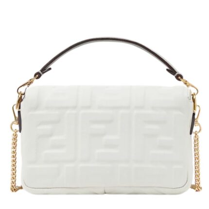 FENDI BAGUETTE MINI NAPPA LEATHER BAG WITH FF MOTIF