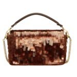 FENDI BAGUETTE MINI BAG EMBROIDERED WITH BROWN SEQUINS