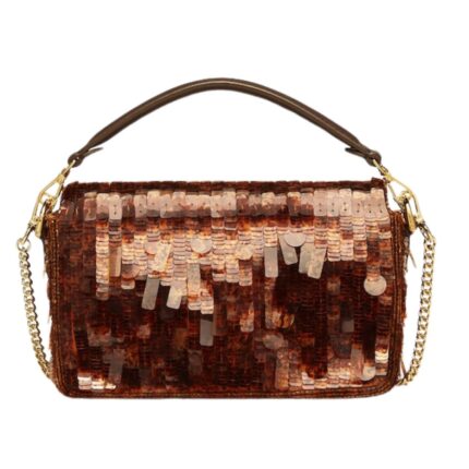 FENDI BAGUETTE MINI BAG EMBROIDERED WITH BROWN SEQUINS