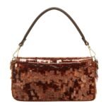 FENDI BAGUETTE BAG EMBROIDERED WITH BROWN SEQUINS