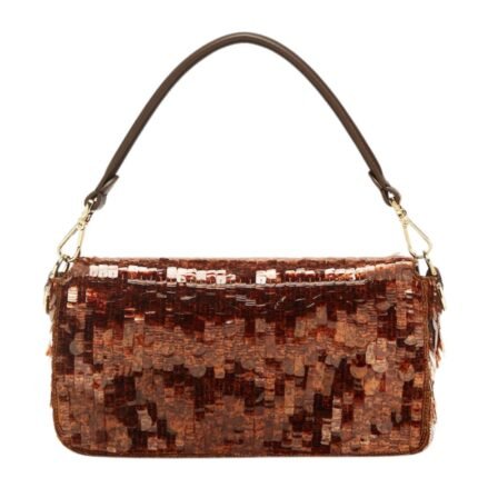 FENDI BAGUETTE BAG EMBROIDERED WITH BROWN SEQUINS