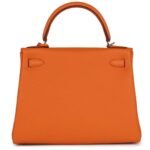 HERMÈS KELLY RETOURNE 28 ORANGE TOGO PALLADIUM HARDWARE