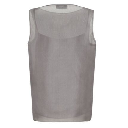 FENDI TOP GRAY PRINTED ORGANZA TOP