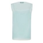 FENDI TOP LIGHT BLUE EMBROIDERED TULLE TOP