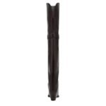 FENDI SHOW BURGUNDY LEATHER MEDIUM-HEELED THIGH-HIGH BOOTS