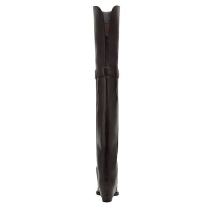 FENDI SHOW BURGUNDY LEATHER MEDIUM-HEELED THIGH-HIGH BOOTS