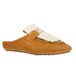 FENDI BAGUETTE BROWN NUBUCK AND SHEEPSKIN SABOTS