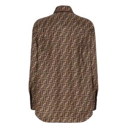 FENDI SHIRT BROWN FF SILK SHIRT
